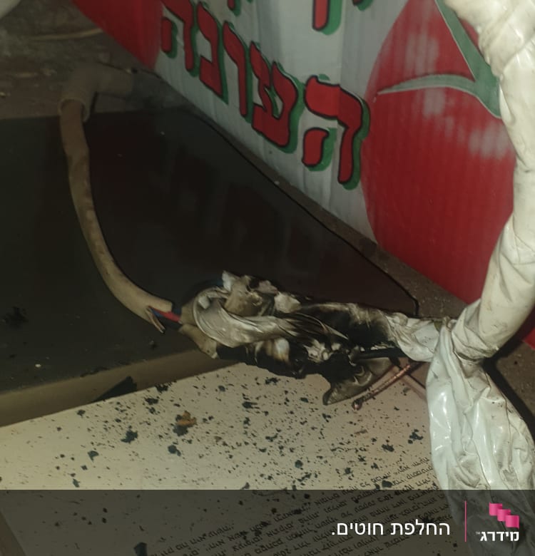 כבלים חשמליים שרופים עם בידוד פגום